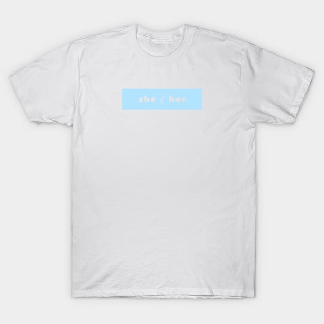 she / her - blue T-Shirt by banditotees